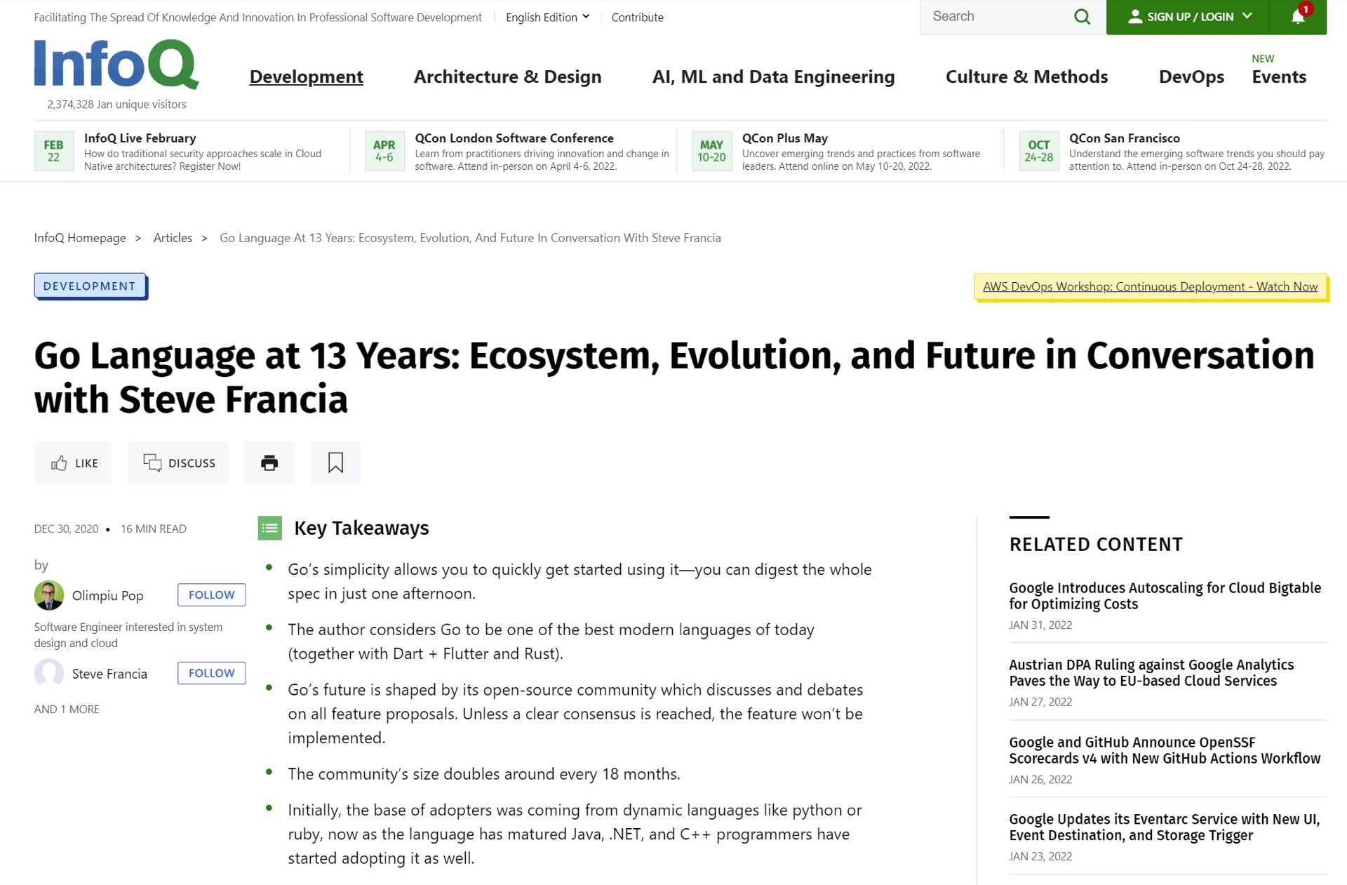 InfoQ interview - Go Language at 13 Years