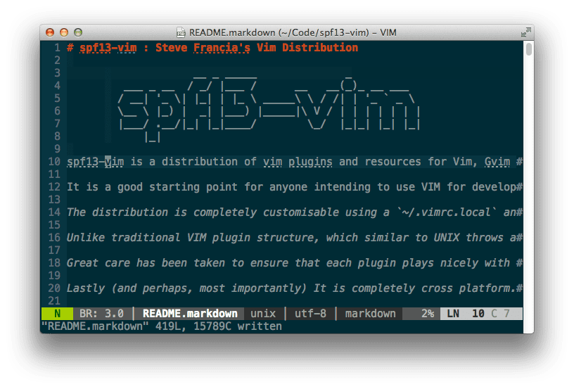 spf13-vim : Steve Francia's Vim Distribution